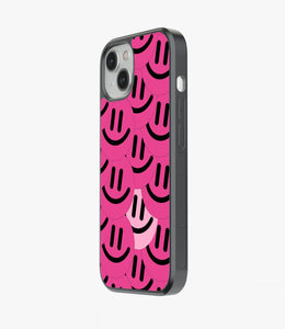 Abstract Cerise Smiley Pattern Glass Case