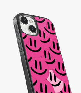 Abstract Cerise Smiley Pattern Glass Case