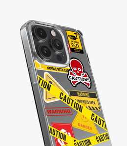 Caution Canvas Silicone Phone Case