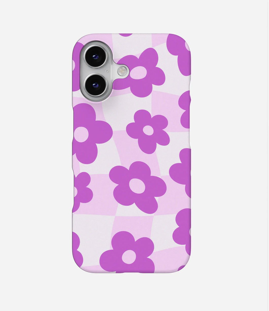 Groovy Purple Daisy Flower Checkered Case