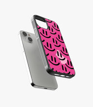 Load image into Gallery viewer, Abstract Cerise Smiley Pattern Glass Case
