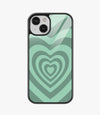 Y2K Green Hearts Glass Case