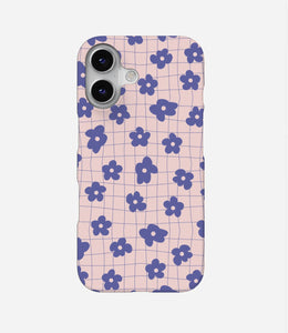 Purple Retro Flower Checkered Print Case