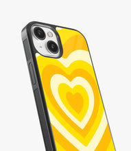 Load image into Gallery viewer, Y2K Yellow Hearts Glass Case
