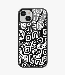 Abstract Black & White Pattern Glass Case