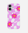 Pink & White Floral Checkered Case