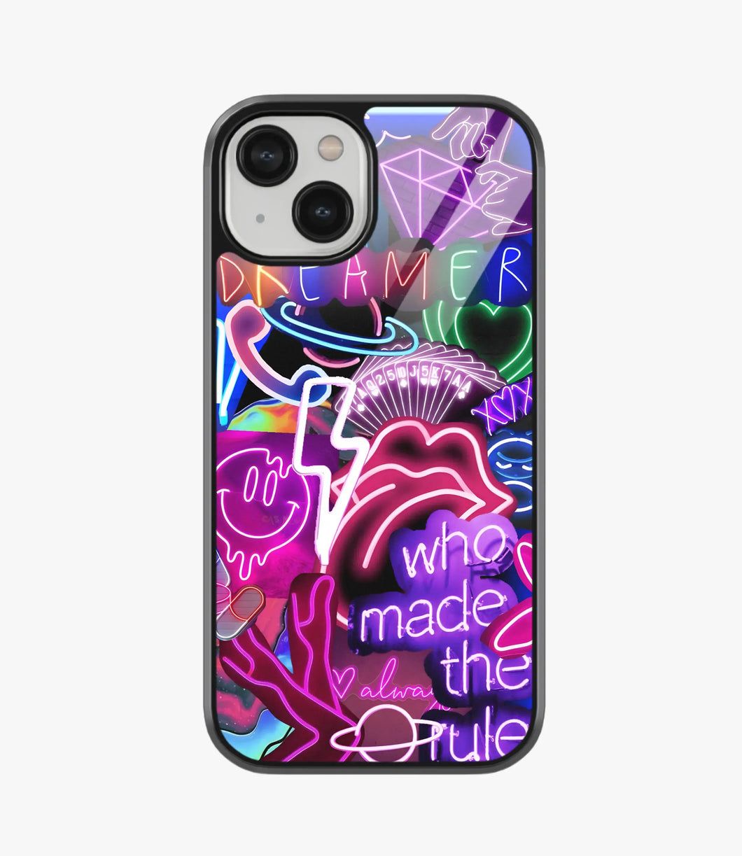 Who Made The Rules Neon Glass Case