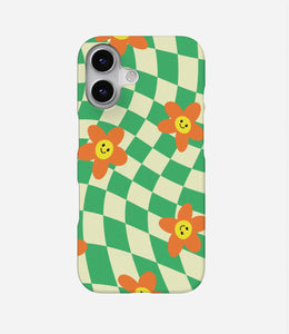 Orange Smiley Face Checkered Print Case