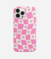 Shocking Lilac Flowers Checkered Print Case