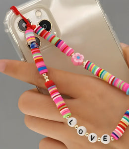 Multicolor Love Beaded Phone Charm