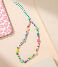 Load image into Gallery viewer, Multicolor Hearts Beaded Phone Charm
