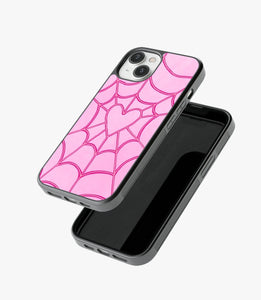 SpiderWeb Heart Glass Case