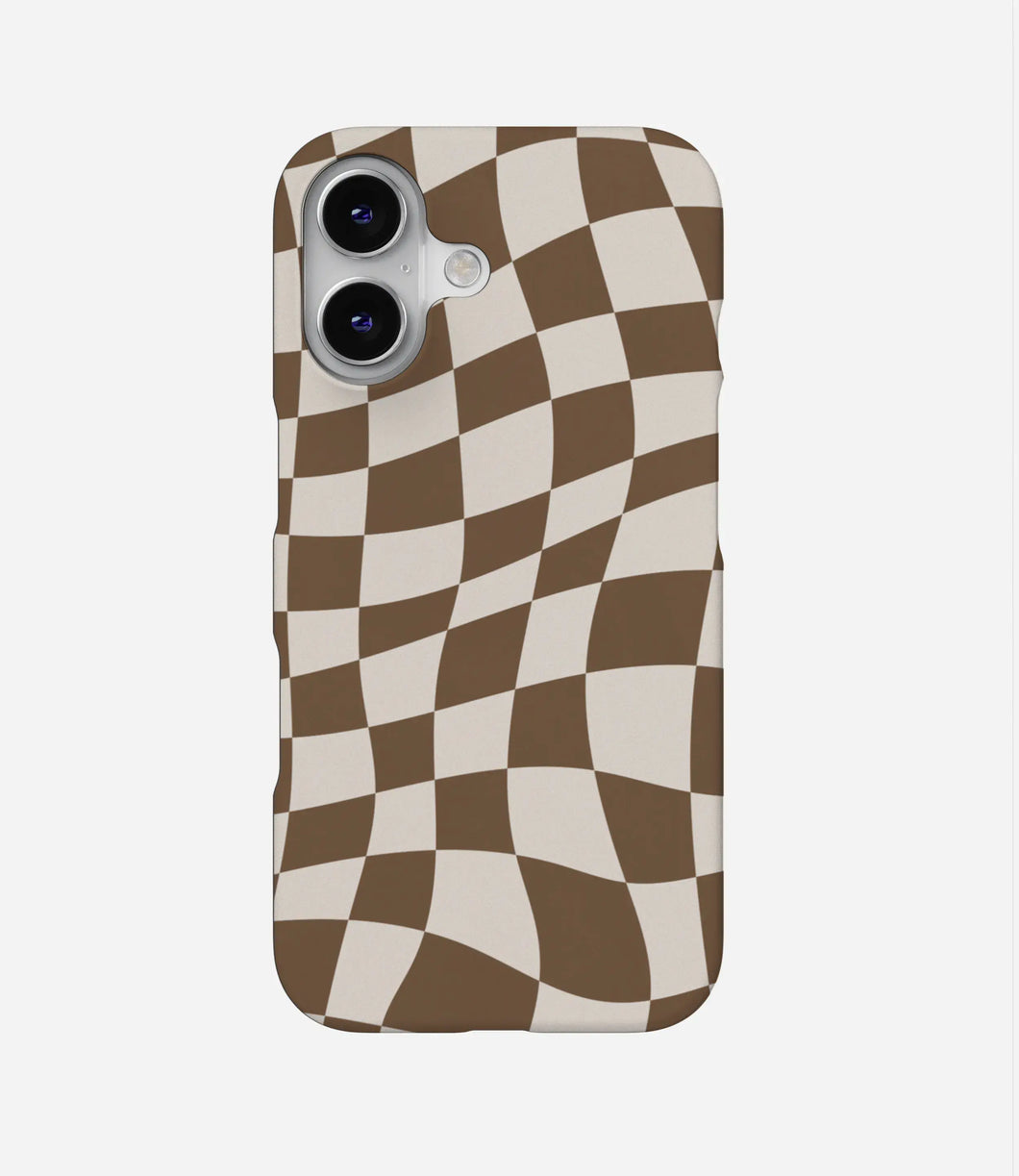 Coffee Brown Checkered Print Case