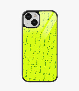 Neon Green Stroke Pattern Glass Case