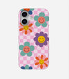 Happy Colorful Flowers Checkered Print Case