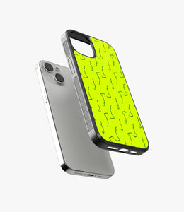 Neon Green Stroke Pattern Glass Case