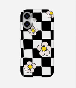 Black & White Daisy Checkered Print Case