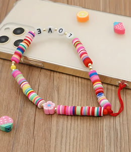 Multicolor Love Beaded Phone Charm