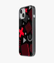 Load image into Gallery viewer, Abstract Geometric Black/Red Pattern Glass Case
