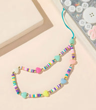 Load image into Gallery viewer, Multicolor Hearts Beaded Phone Charm
