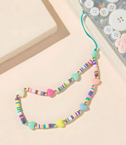 Multicolor Hearts Beaded Phone Charm