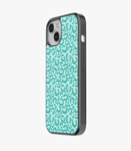 Aqua Leopard Print Glass Case