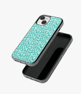 Aqua Leopard Print Glass Case