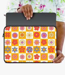 Groovy Checkered Floral Laptop Sleeve