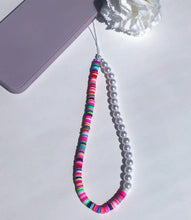 Load image into Gallery viewer, Half Pearl Half Rainbow Beaded Phone Charm
