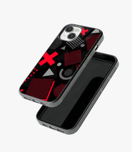 Load image into Gallery viewer, Abstract Geometric Black/Red Pattern Glass Case
