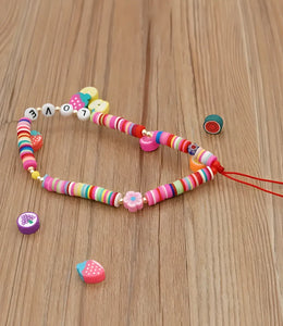 Multicolor Love Beaded Phone Charm