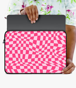 Pink Checkered Laptop Sleeve