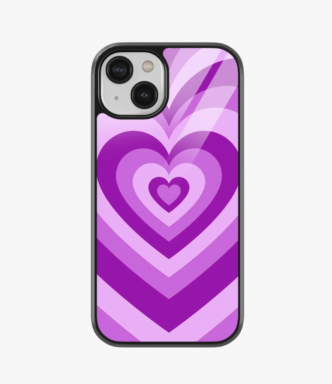 Y2K Purple Hearts Glass Case