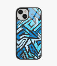 Load image into Gallery viewer, Abstract Blue Stripes Geometric Pattern Glass Case
