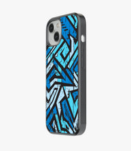 Load image into Gallery viewer, Abstract Blue Stripes Geometric Pattern Glass Case
