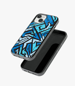 Abstract Blue Stripes Geometric Pattern Glass Case