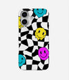 Melted Trippy Smiles Checkered Case