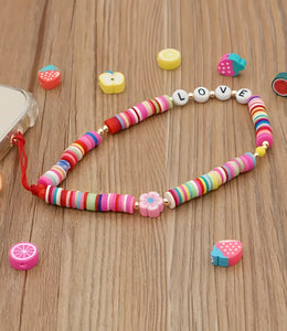 Multicolor Love Beaded Phone Charm