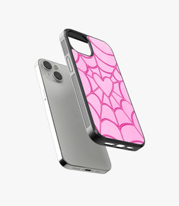 SpiderWeb Heart Glass Case