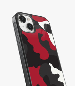 Red White & Black Camo Glass Case