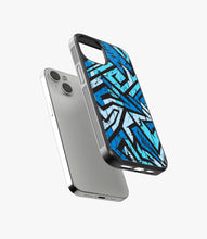 Load image into Gallery viewer, Abstract Blue Stripes Geometric Pattern Glass Case
