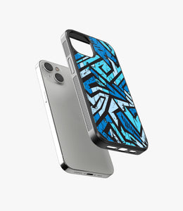 Abstract Blue Stripes Geometric Pattern Glass Case