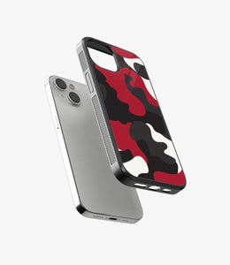 Red White & Black Camo Glass Case