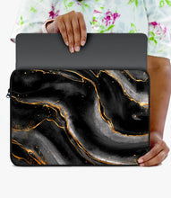 Load image into Gallery viewer, Black/Gold Marble Laptop Sleeve
