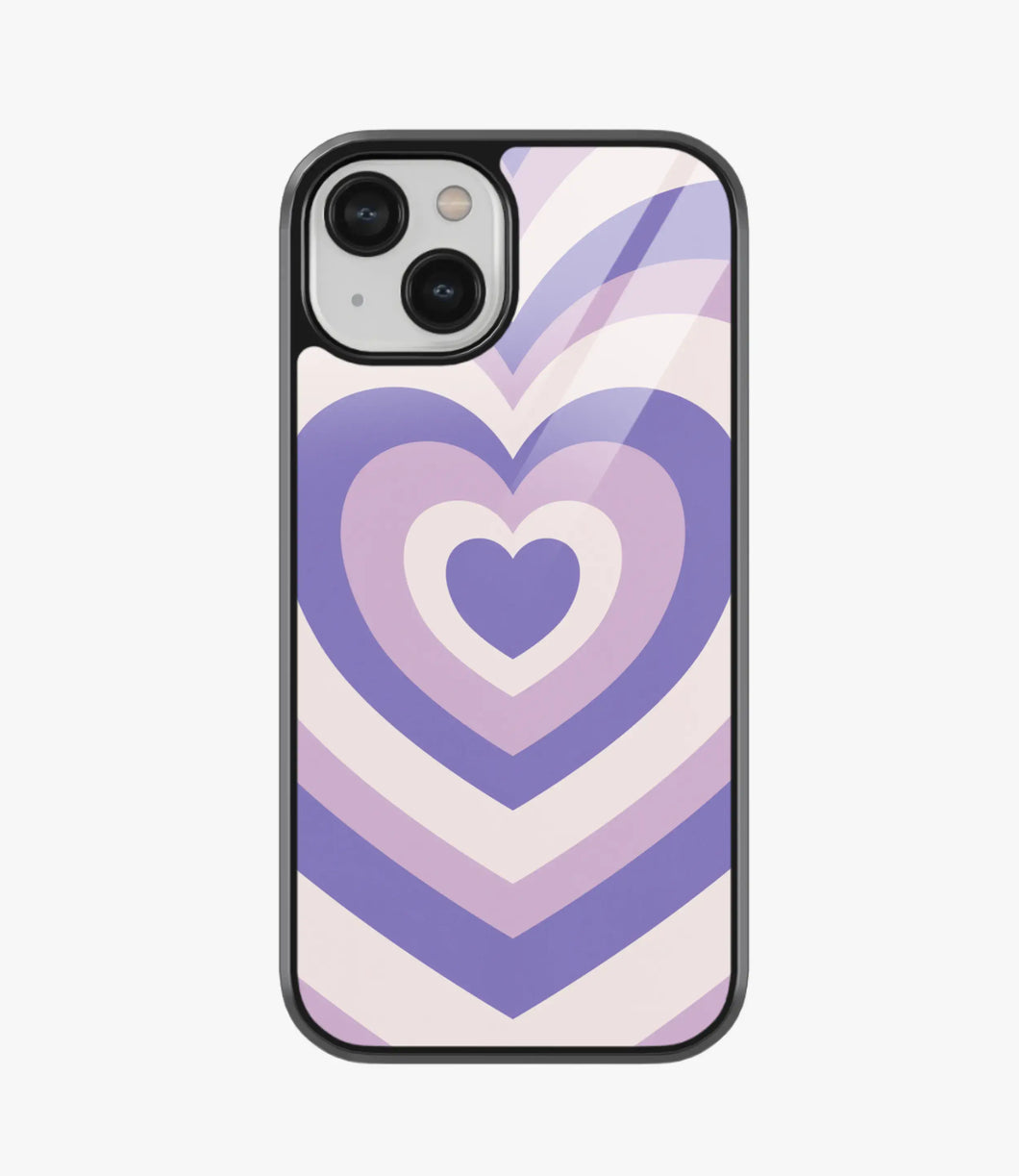 Y2K Pastel Purple Retro Hearts Glass Case