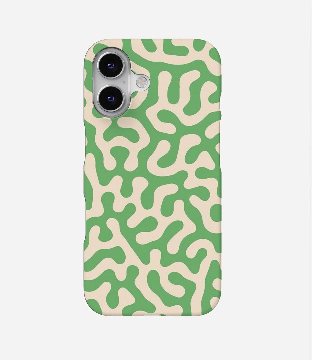 Green and Cream Coral Reef Abstract Phone Case