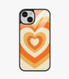 Y2K Orange Retro Hearts Glass Case