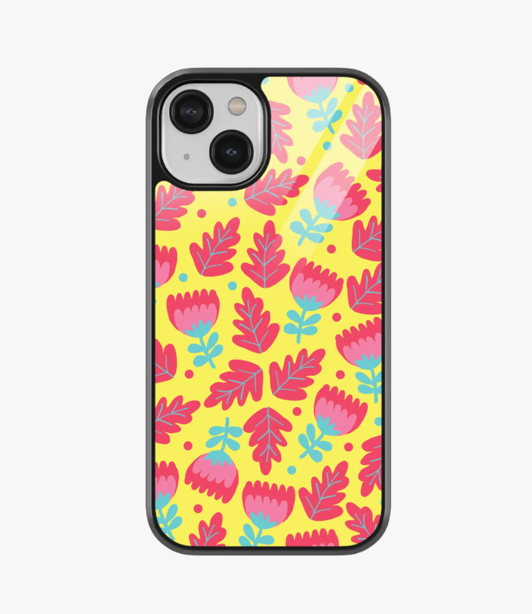 Pink Ditsy Doodle Floral Glass Case