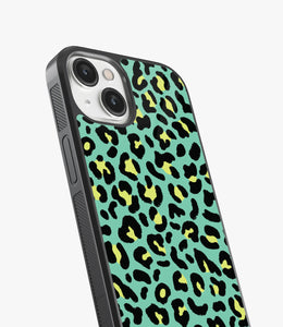 Green Leopard Print Glass Case