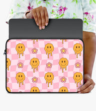 Load image into Gallery viewer, Checkered Melting Smiley Laptop Sleeve
